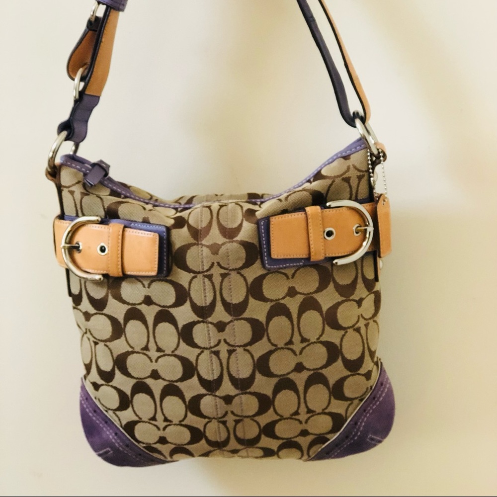 Vintage Coach 1487 Signature Canvas/Suede Shoulder Bag - Picture 14 of 16